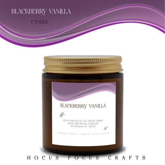 Candle Amber Jar 9oz Blackberry Vanilla