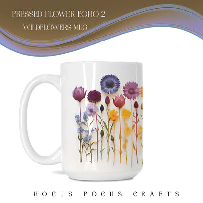 Flower Boho Wildflowers 2 Mug Deluxe 15 oz. by Sorcery Soap + Hocus Pocus Craft