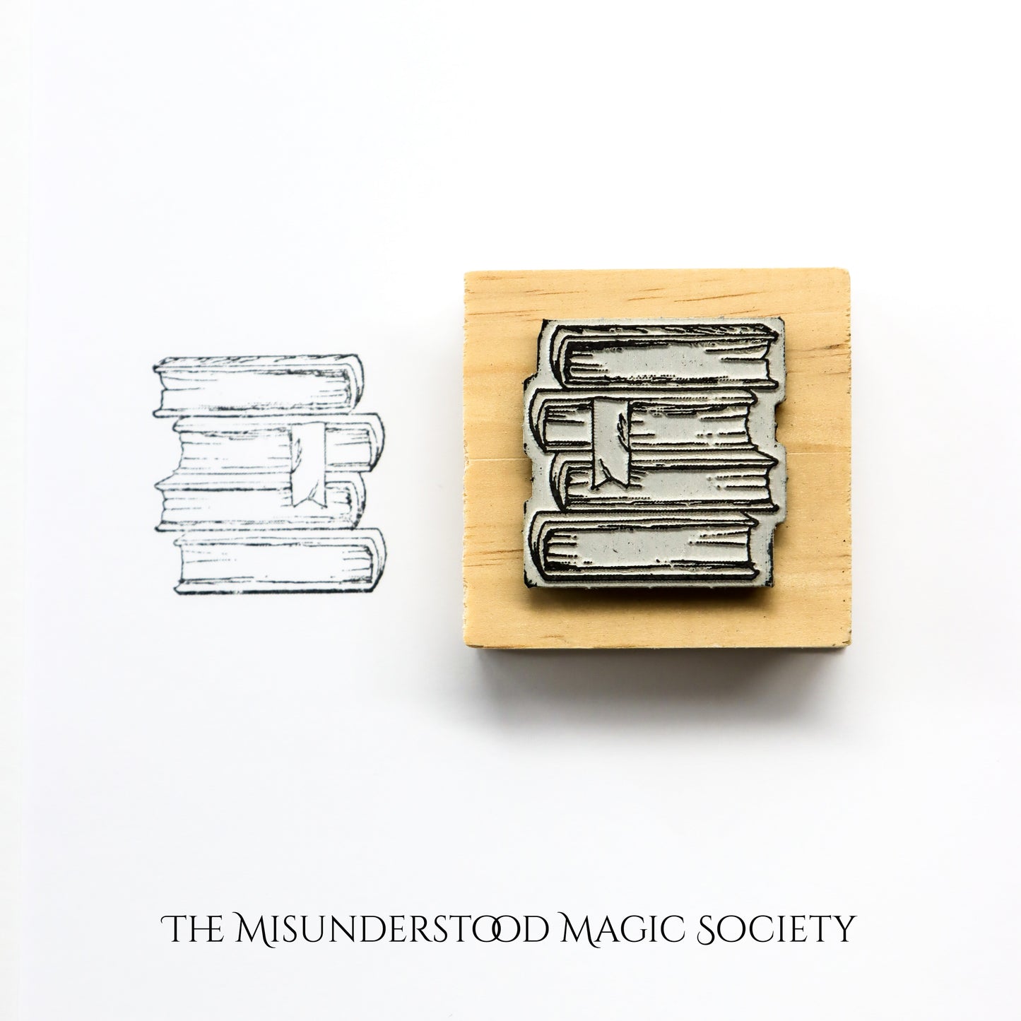 Book Stack Rubber Stamp