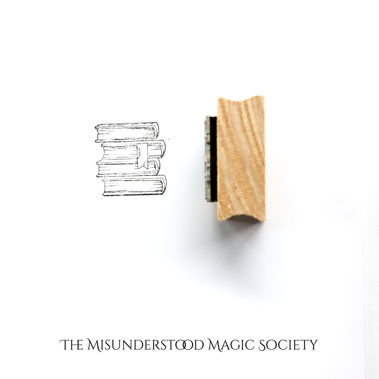 Book Stack Rubber Stamp