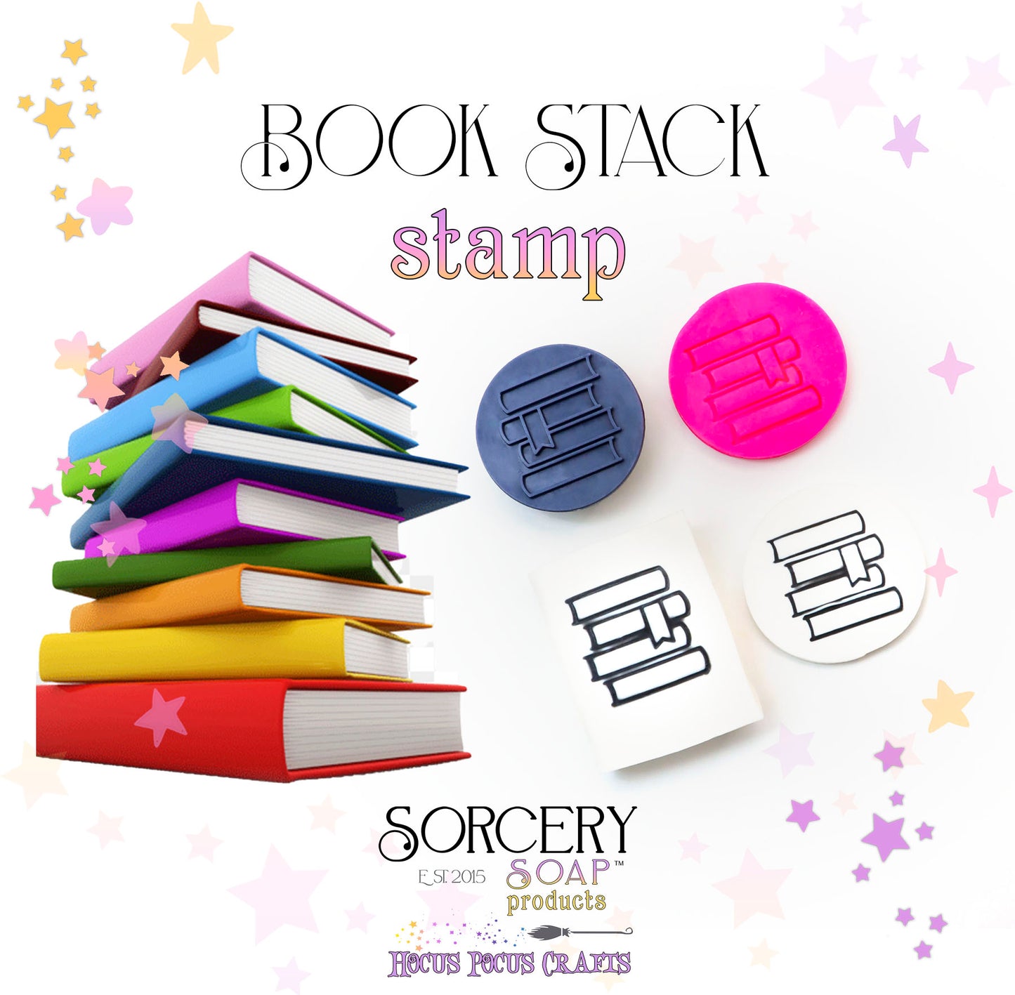 Book Stack Soap Stamp
