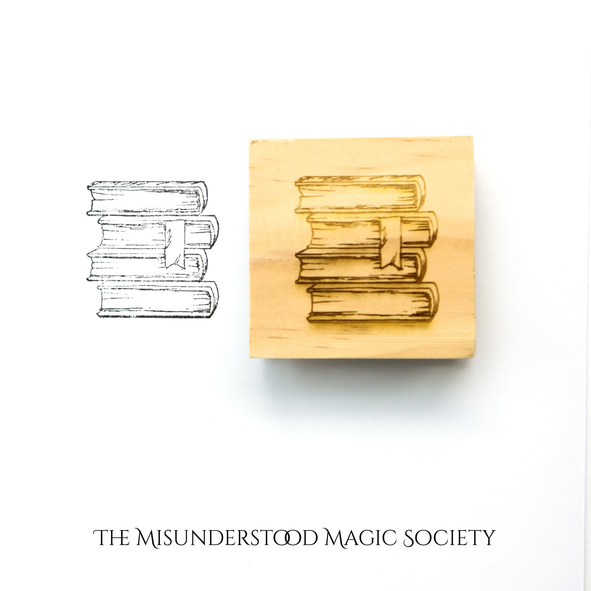 Book Stack Rubber Stamp