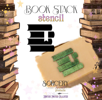 Book Stack Icon Stencil