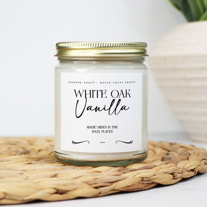 White Oak & Vanilla Candle Clear Jar 9oz