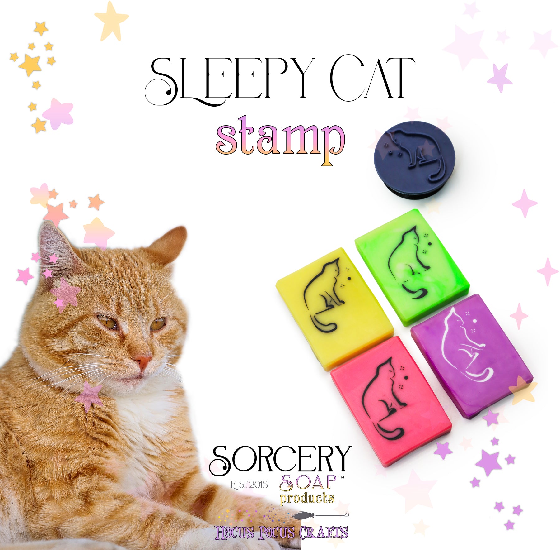 Cat Sleepy Stars Stamp