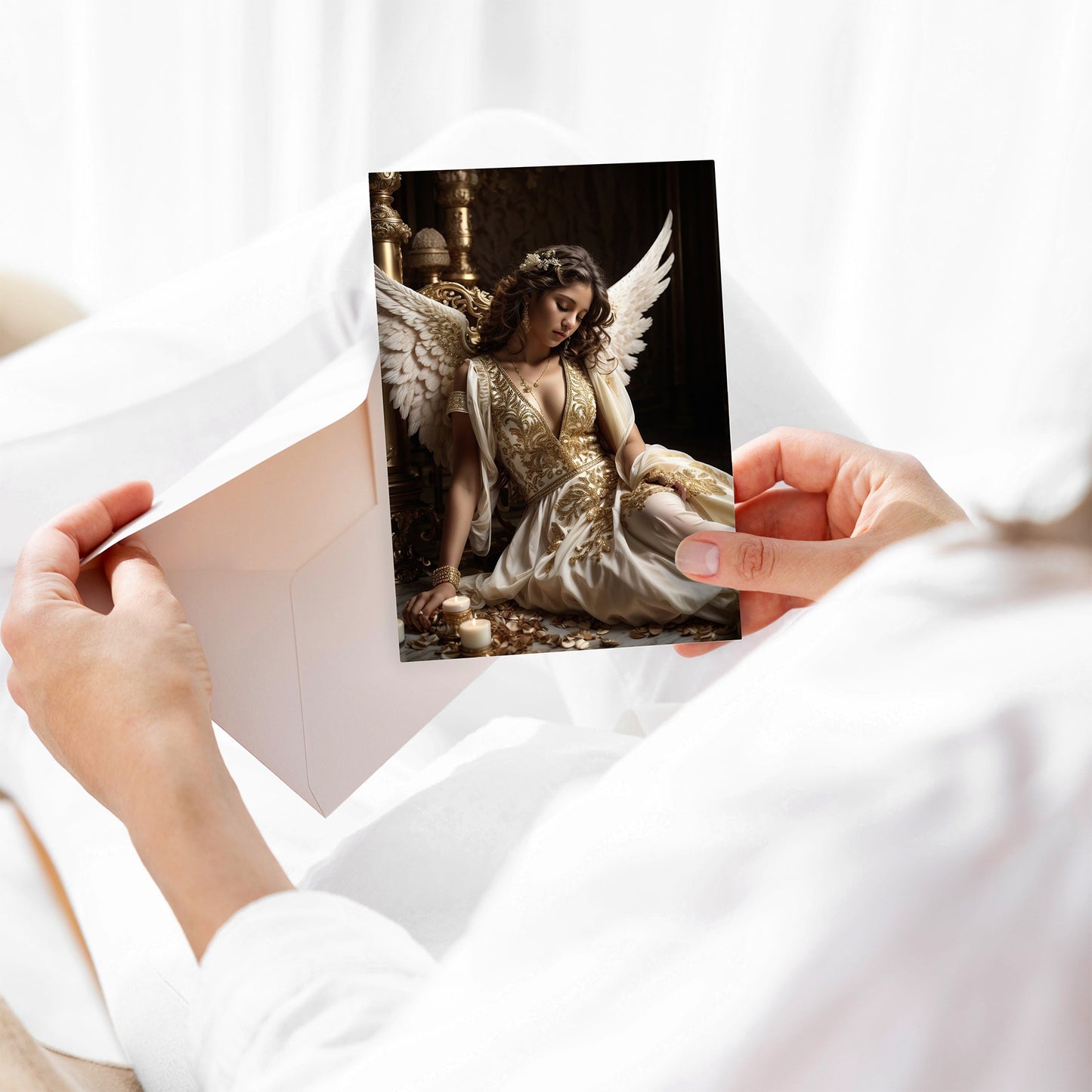 Contemplating Angel Folded Greeting Card