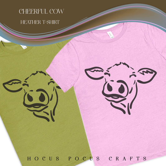 Cheerful Cow in Heathers Tee Shirt