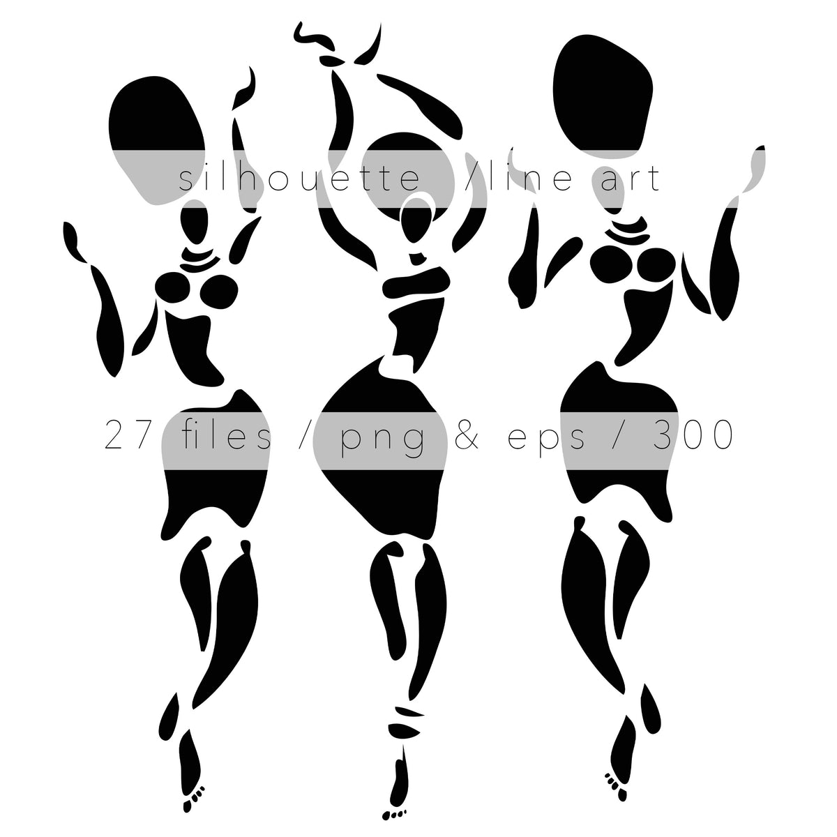 Female Dancers Silhouette Digital Download
