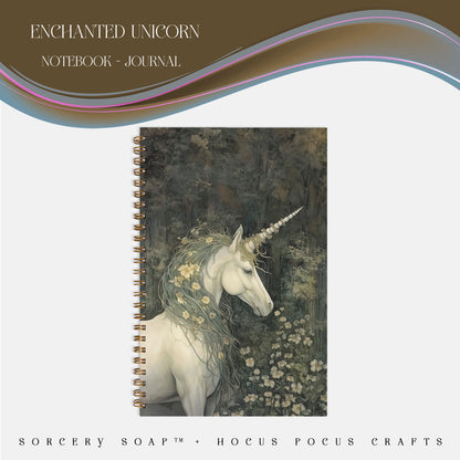 Enchanted Unicorn Notebook Hardcover Spiral 5.5 x 8.5