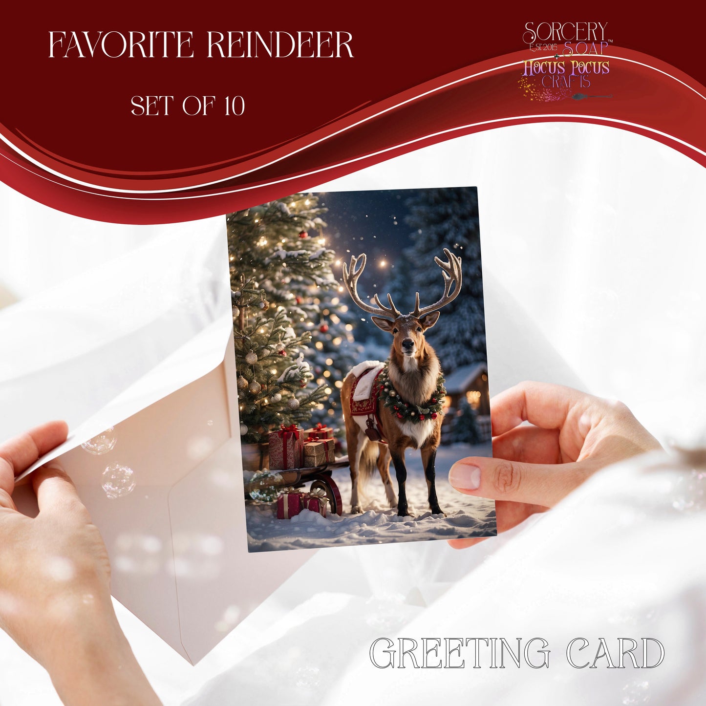 Favorite Reindeer Greeting Cards - 10 Sorcery Soap