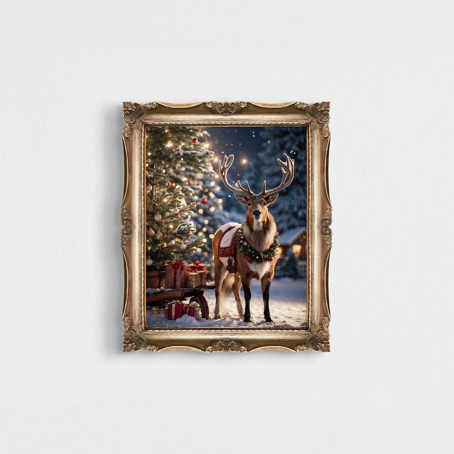 Reindeer Gift Print 8 x10