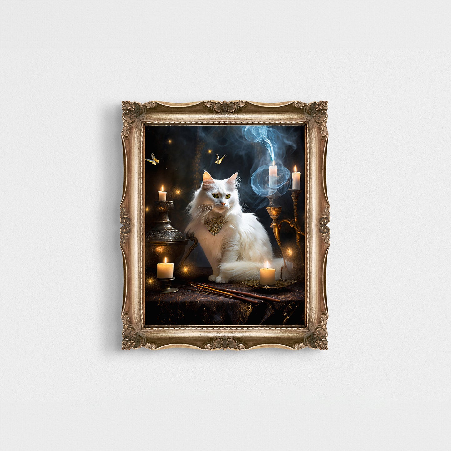 White Magical Cat Print 8 x10