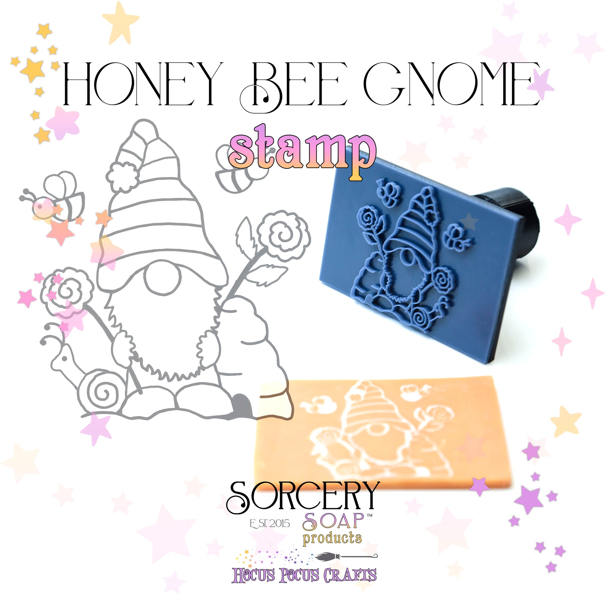 Honey Bee Gnome Soap Stamp