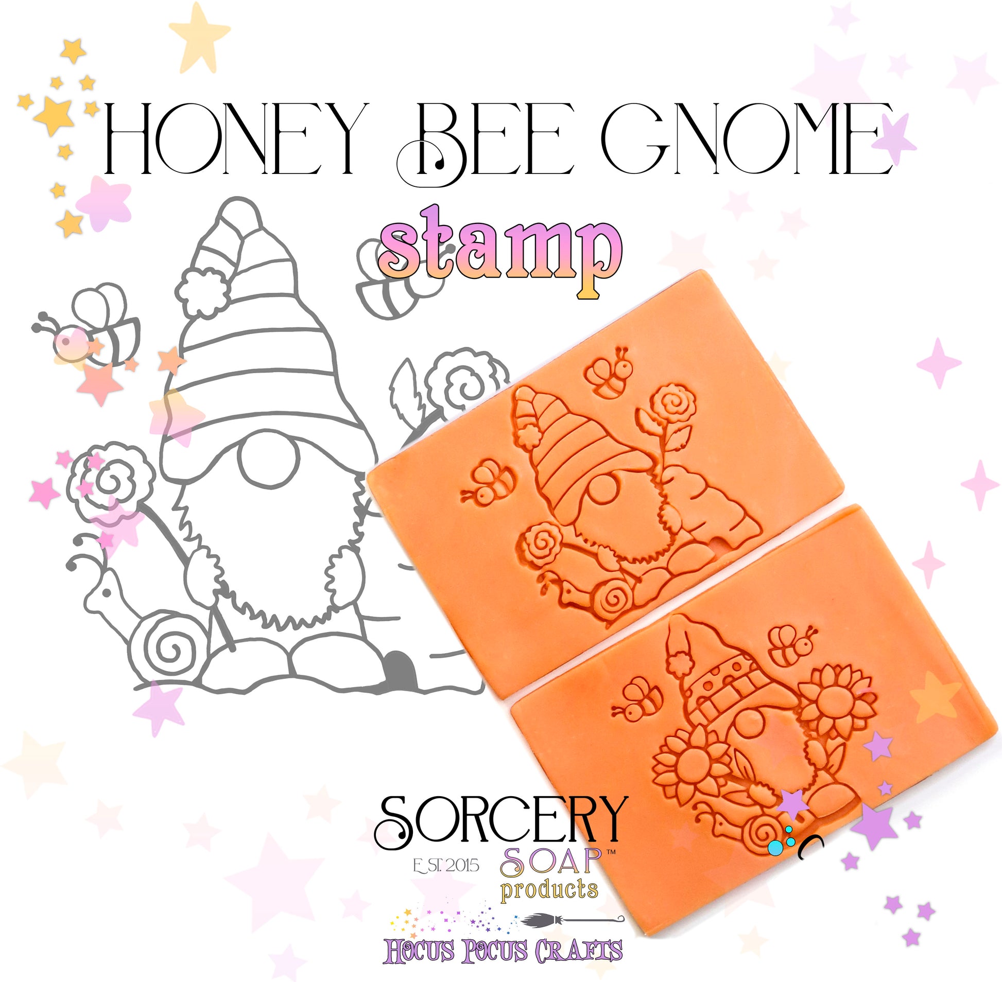 Honey Bee Gnome Soap Stamp