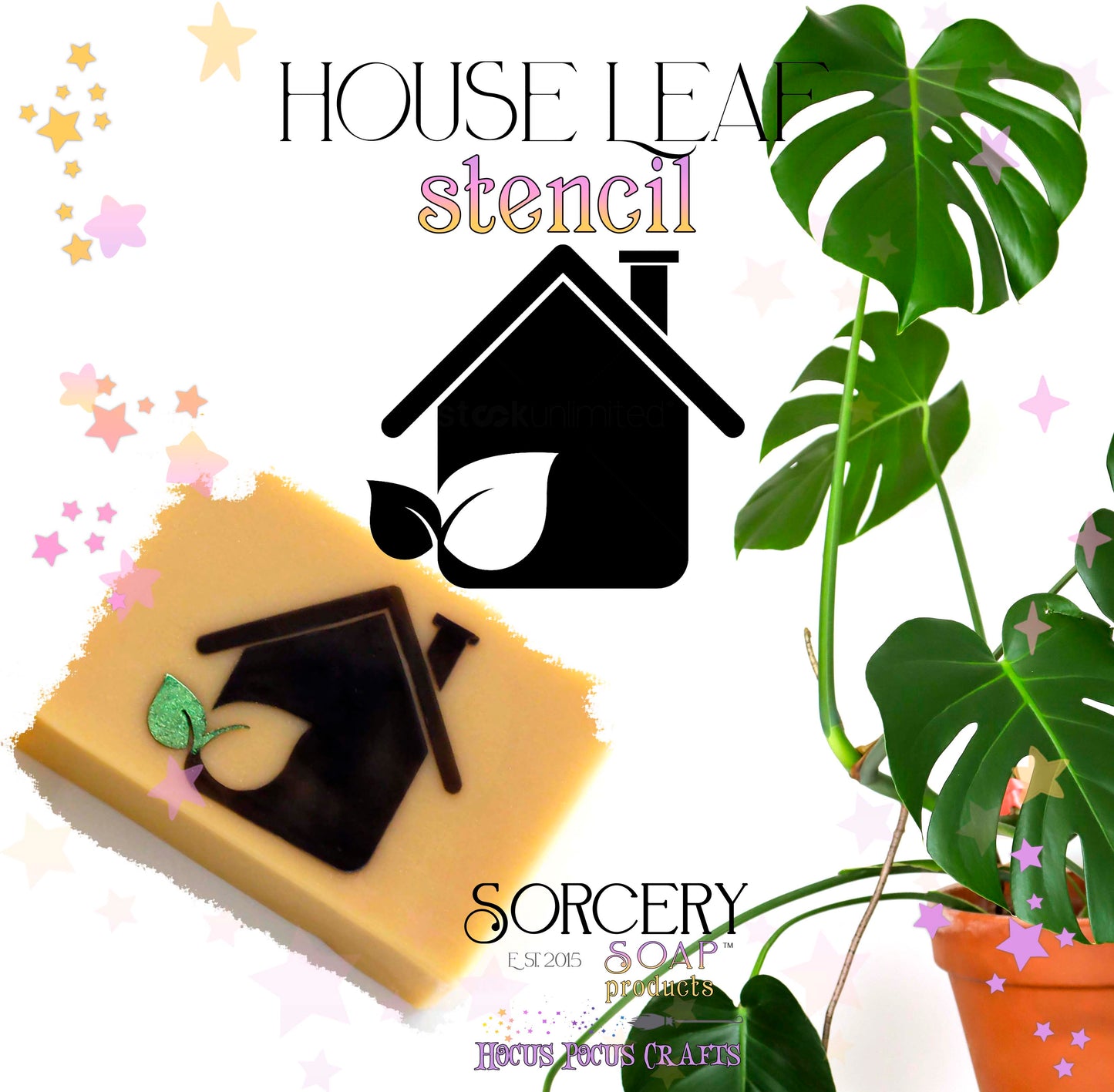 House Leaf Icon Stencils