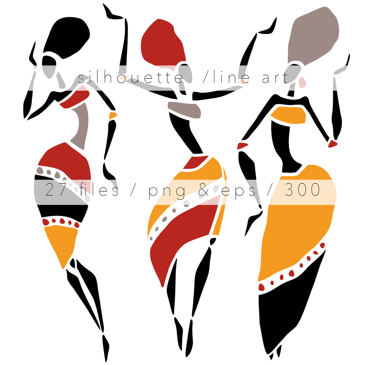 Female Dancers Silhouette Digital Download