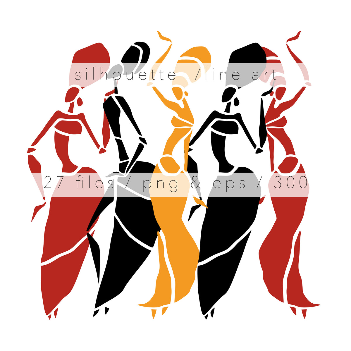 Female Dancers Silhouette Digital Download