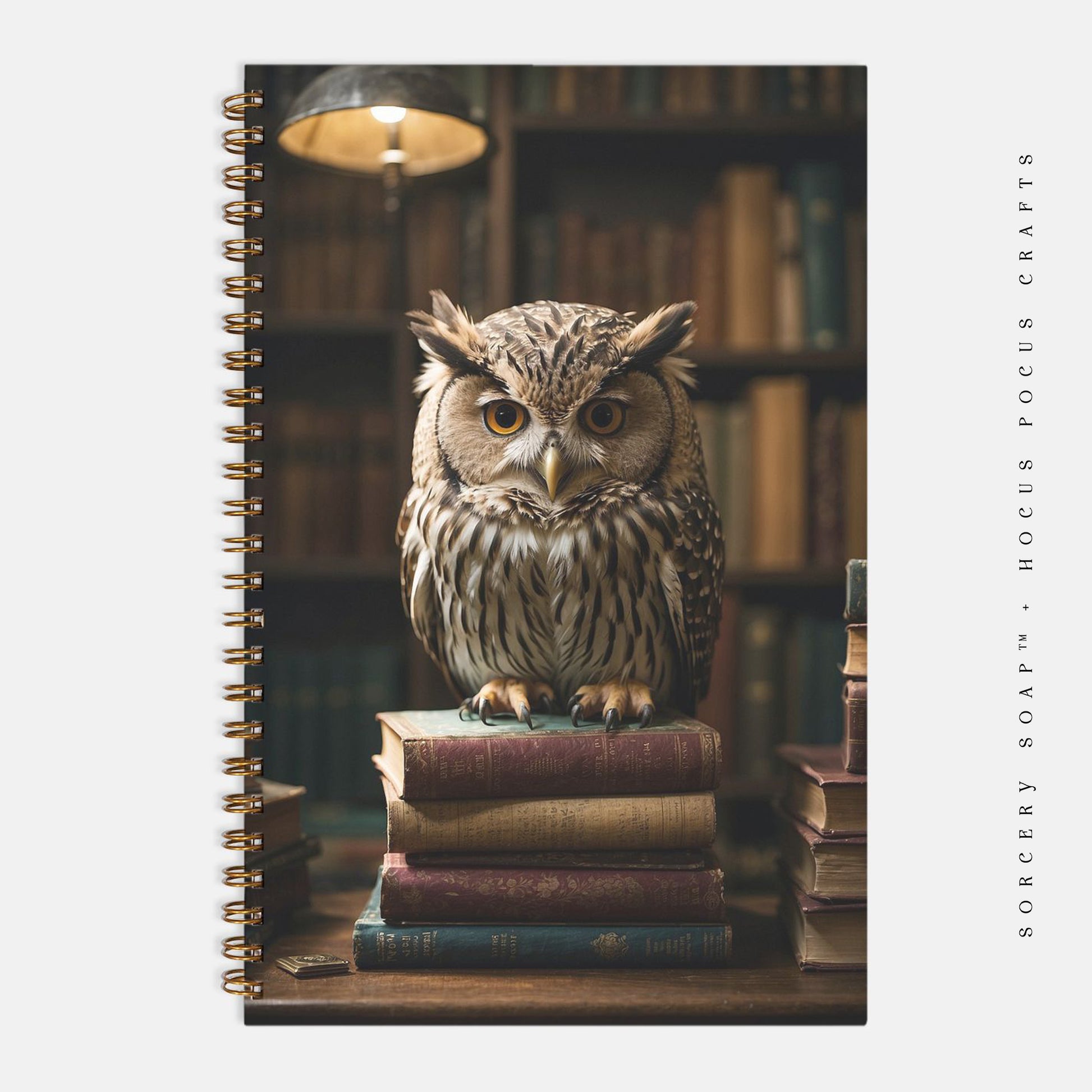 Library Owl Notebook Hardcover Spiral 5.5 x 8.5