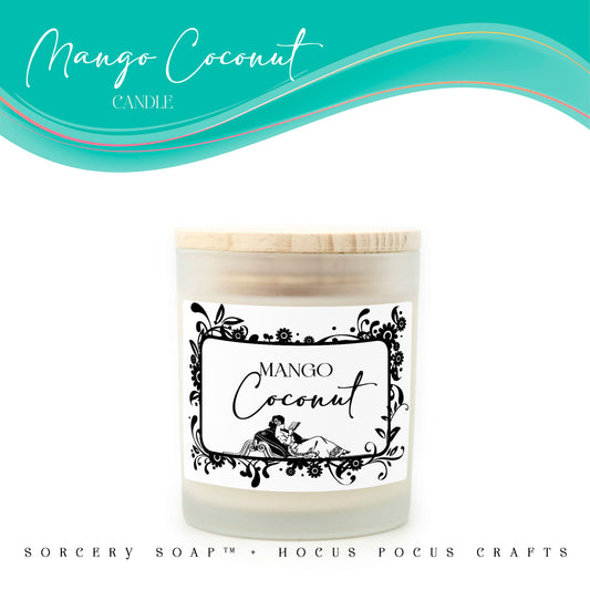 Mango Coconut Candle Frosted Glass (Hand Poured 11 oz)