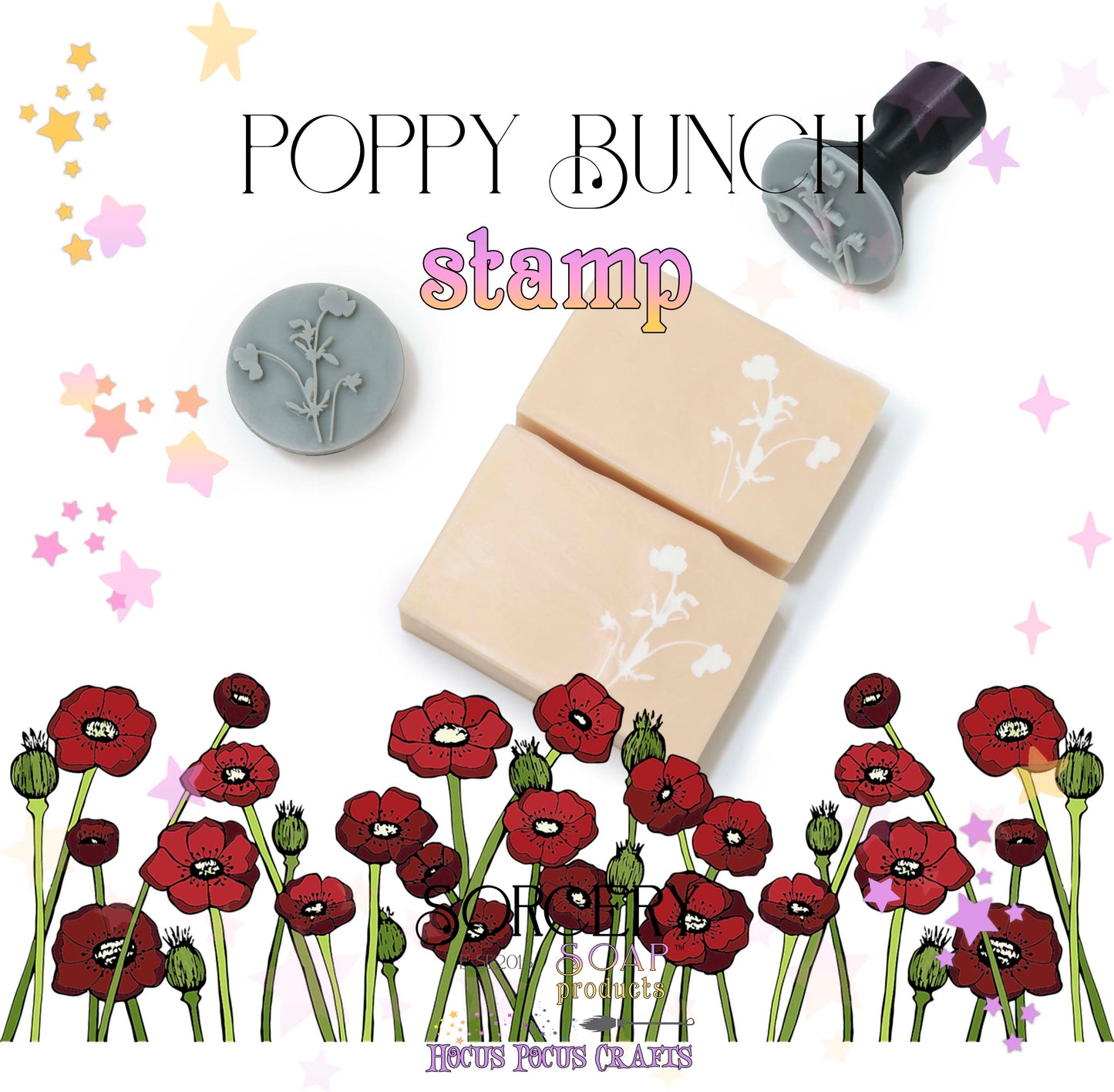 Poppy Bunch Flower Stamp
