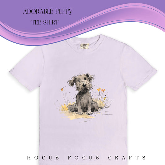 Adorable Puppy Tee Shirt Orchid by Sorcery Soap + Hocus Pocus Crafts