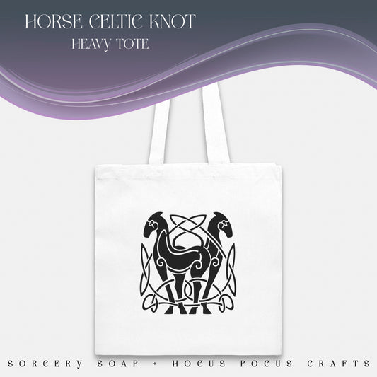 Horse Celtic Knot White Tote Bag Heavy