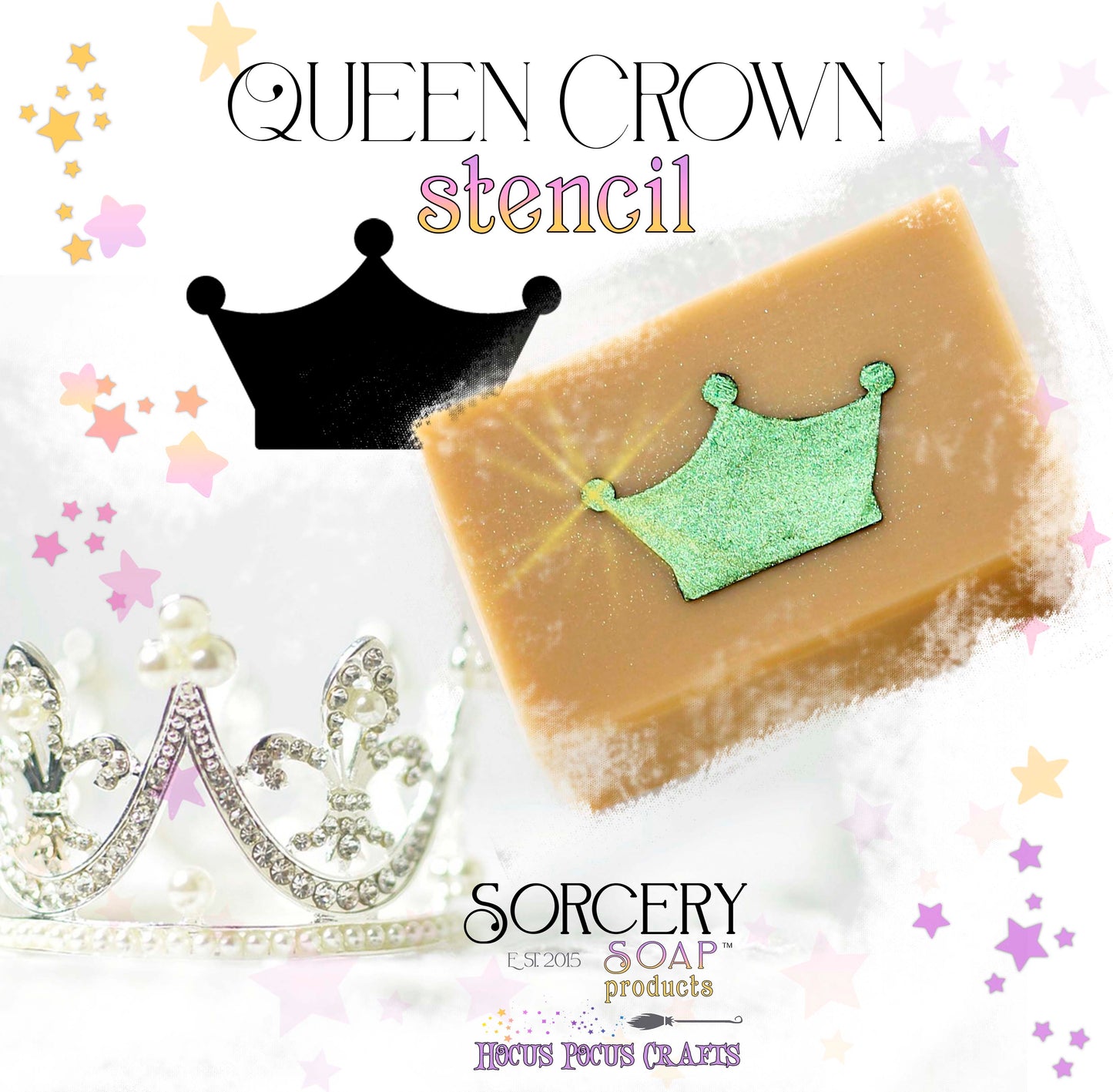 Queen Crown Icon Stencil