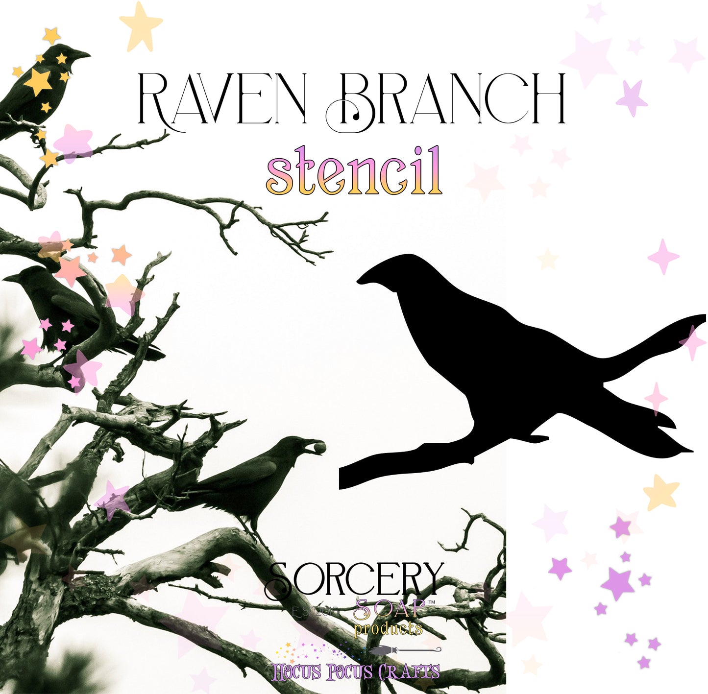 Bird Stencils Raven Branch