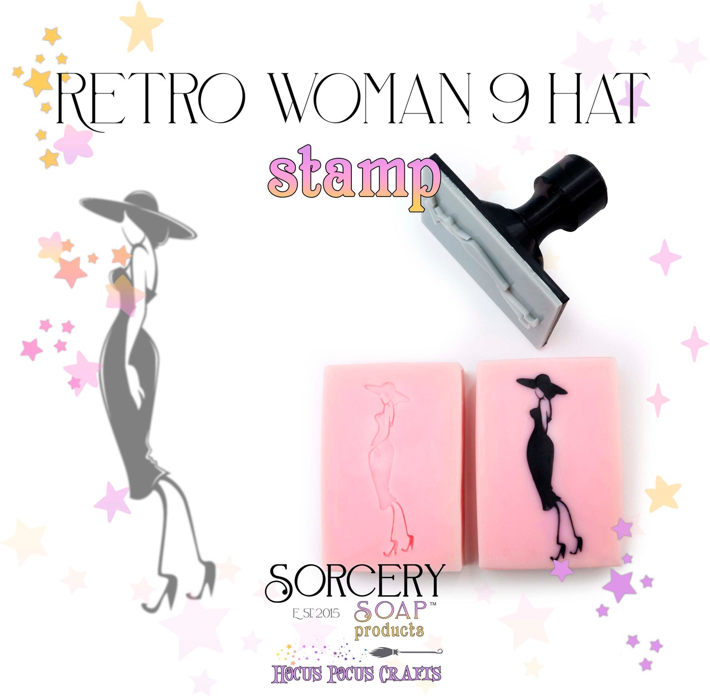 Retro Woman 9 Hat Stamp