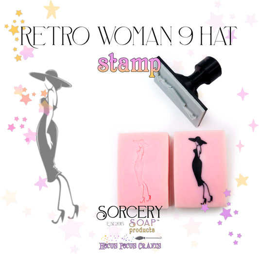 Retro Woman 9 Hat Stamp