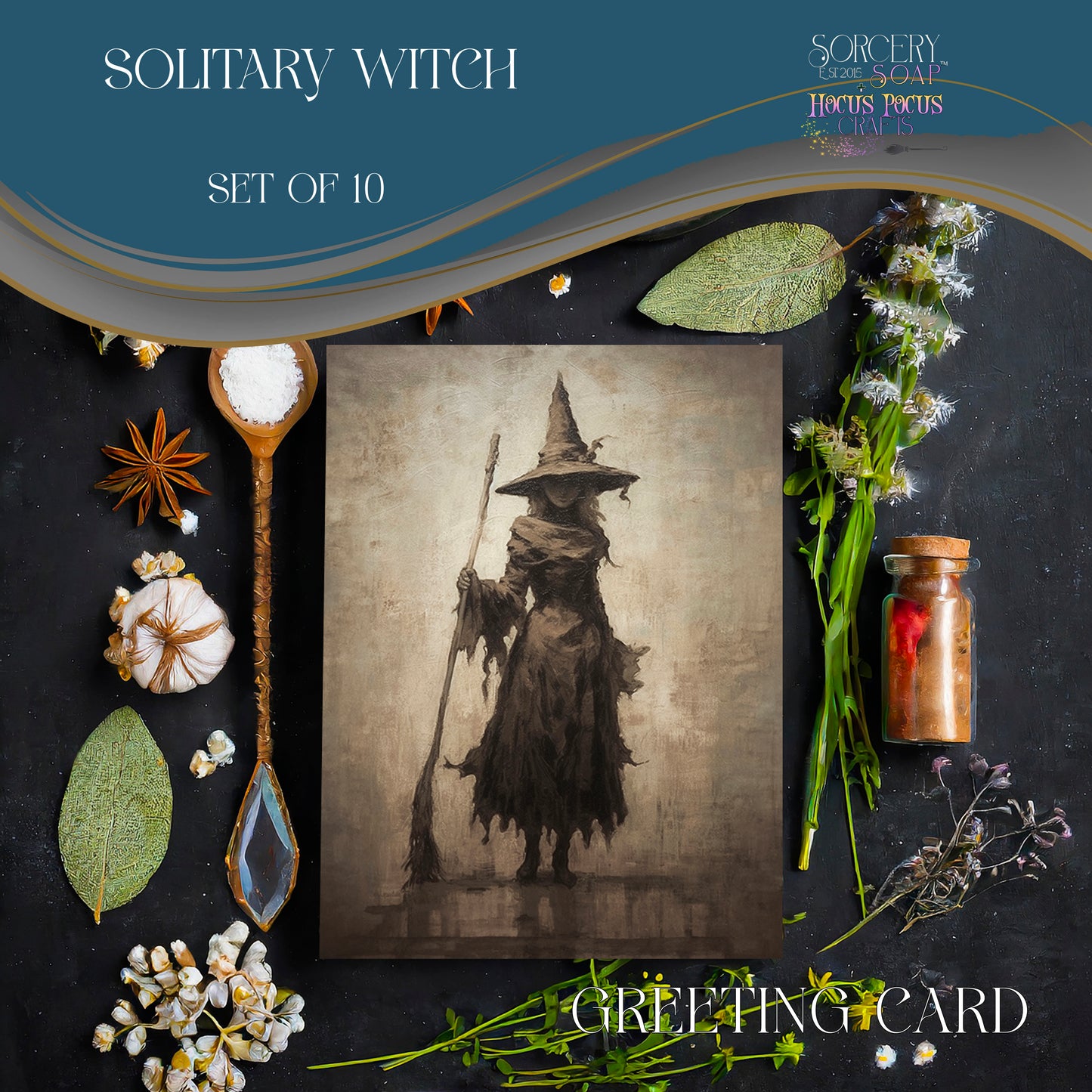 Solitary Witch Greeting Card