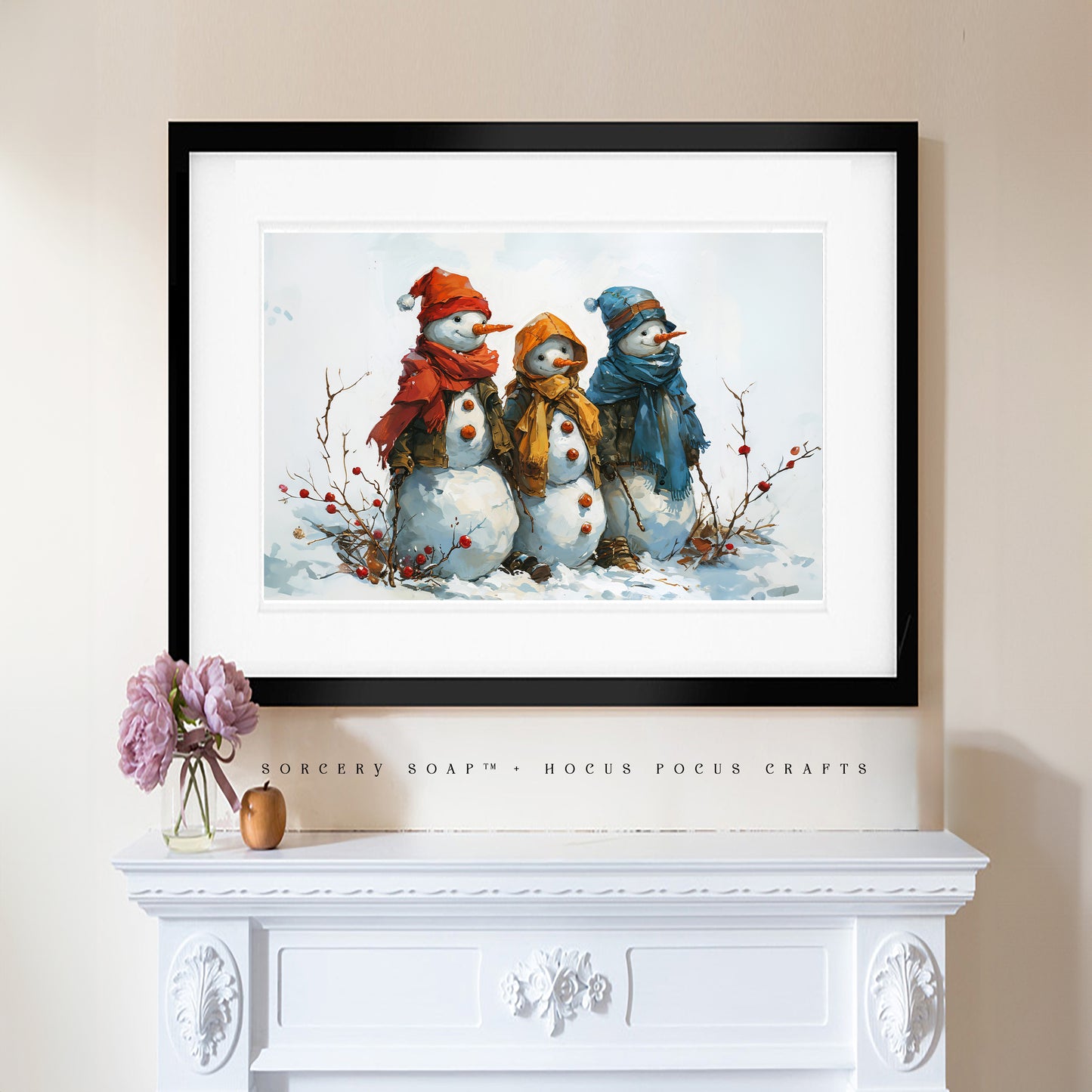 Snowmen Trio Print - 24" x 36"