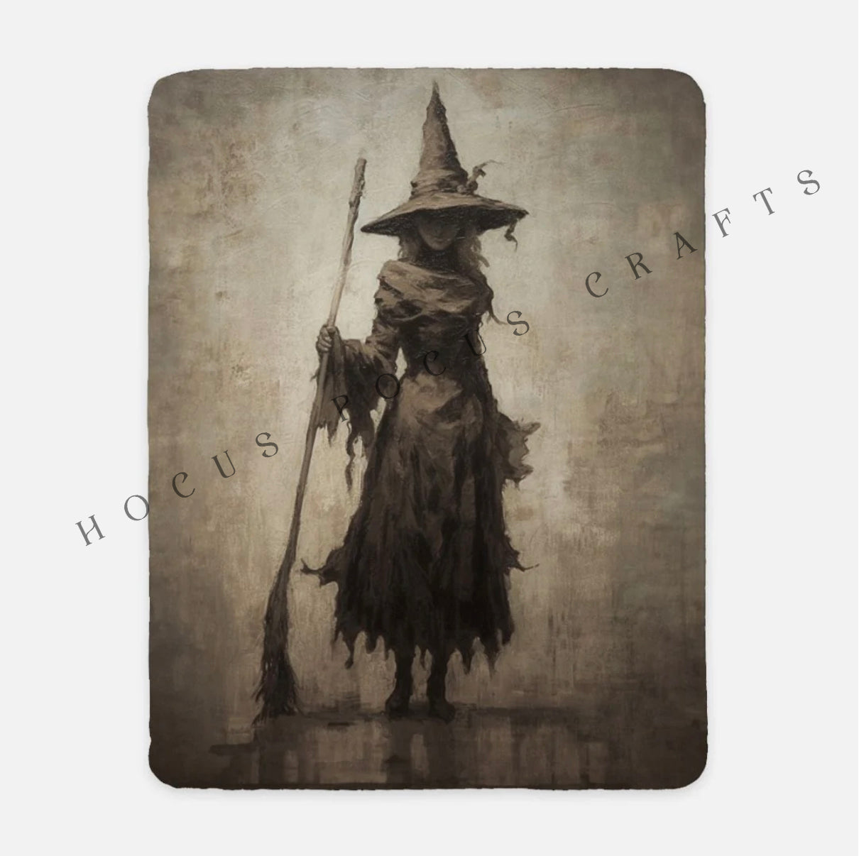 Solitary Witch Sherpa Blanket - 50" x 60"(SAND)