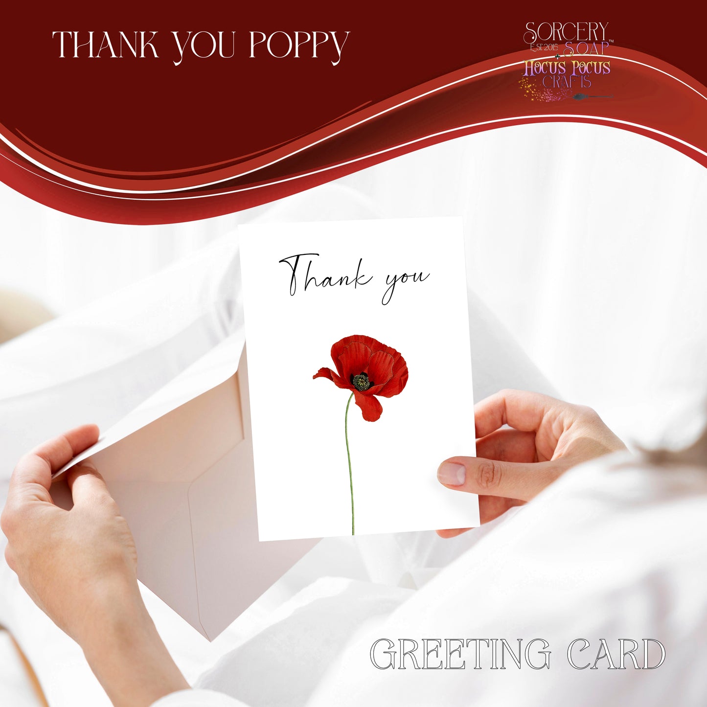Thank You Single Poppy Greeting Cards