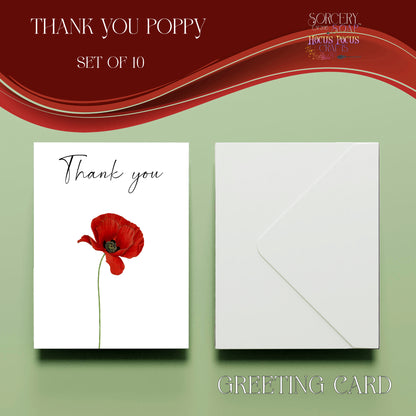 Thank You Single Poppy Greeting Cards