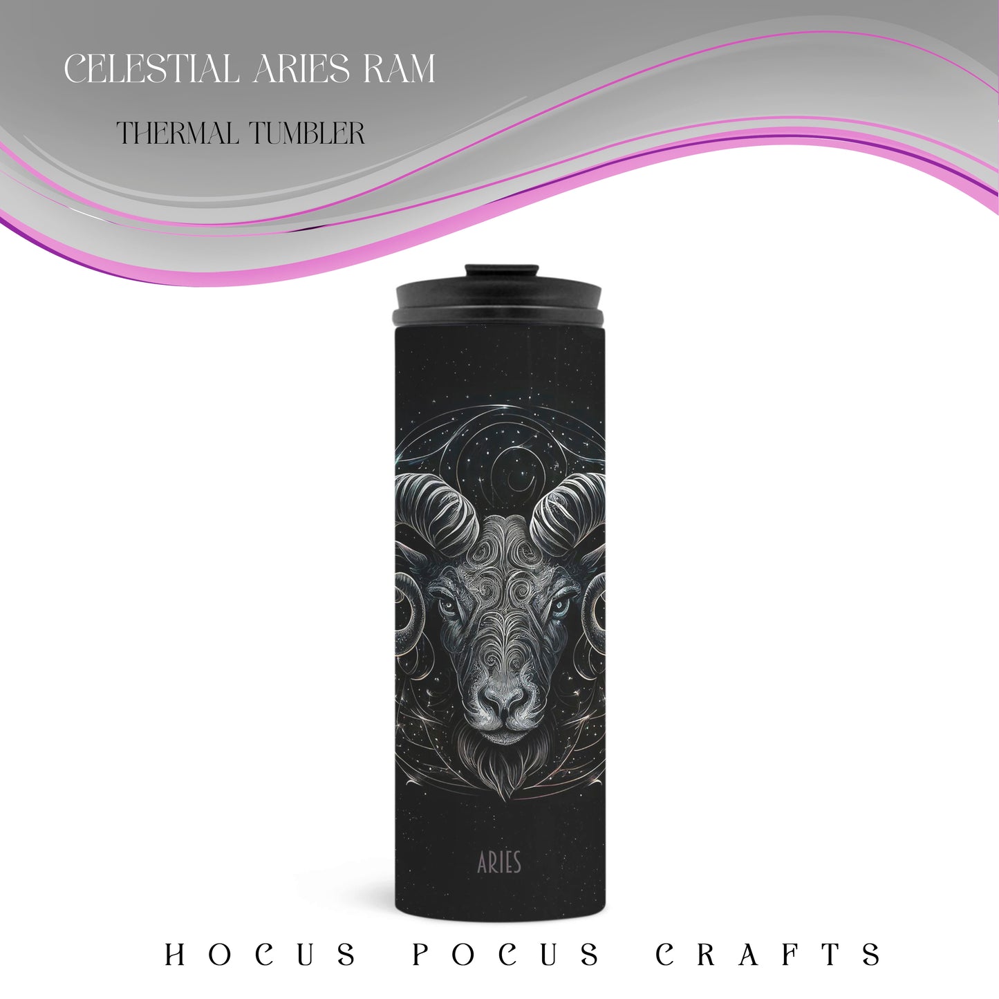 Celestial Aries Ram Thermal Tumbler 16 oz.