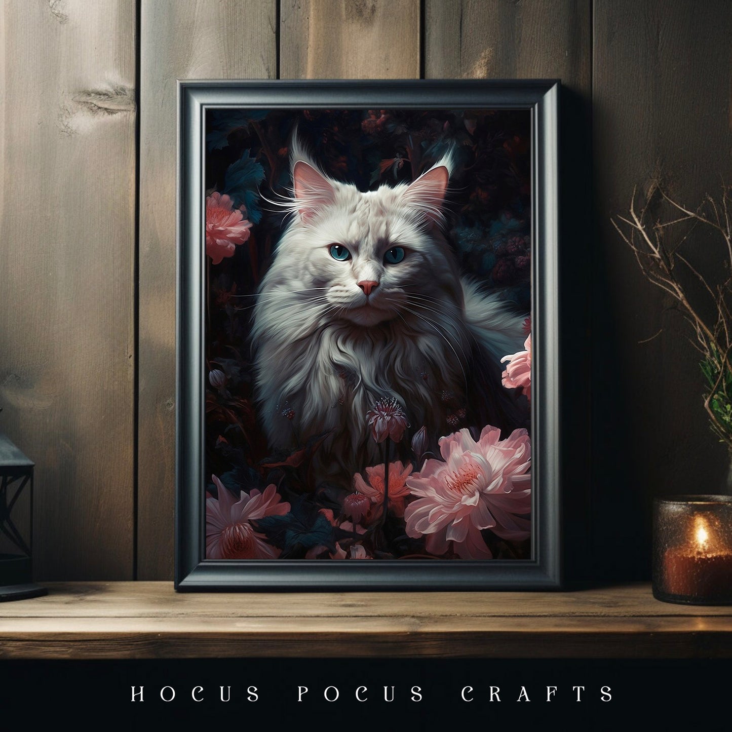 White Regal Cat Print 8 x10