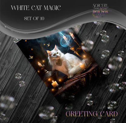 White Cat Magic Greeting Card
