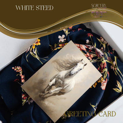 White Steed Horse Greeting Cards