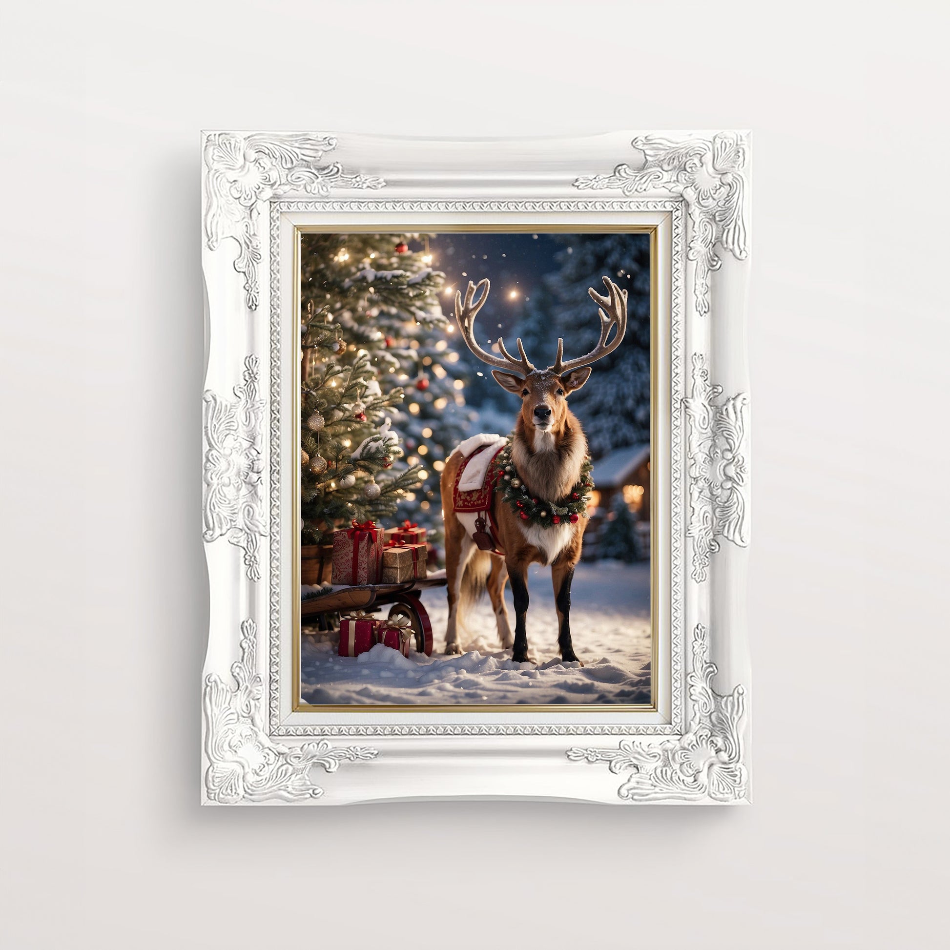 Reindeer Gift Print 8 x10