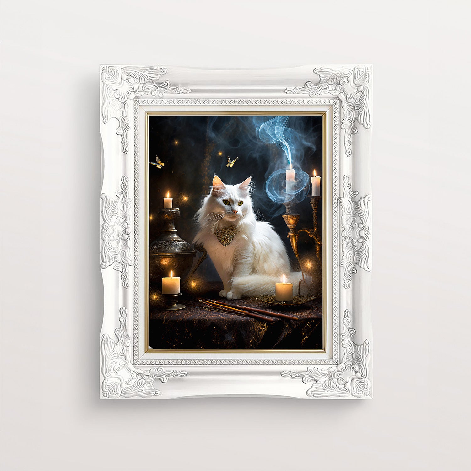 White Magical Cat Print 8 x10