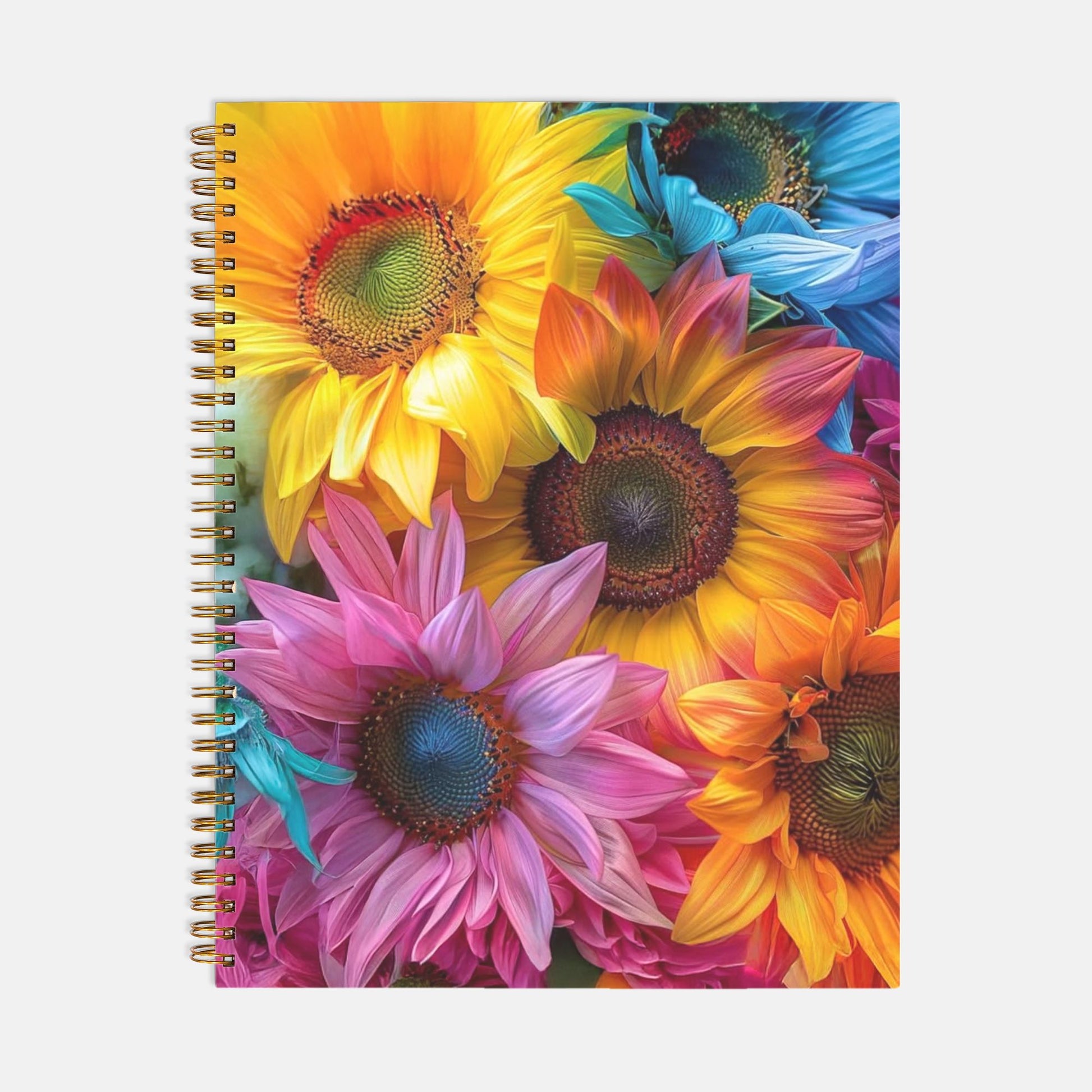 Bright Flowers Notebook Hardcover Spiral 8.5 x 11