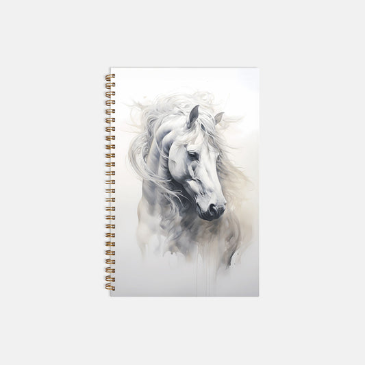 White Horse Notebook Hardcover Spiral 5.5 x 8.5