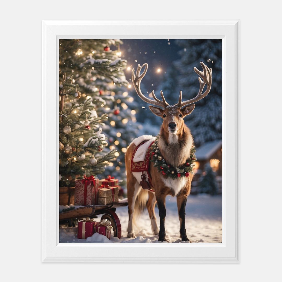 Reindeer Gift Print 8 x10