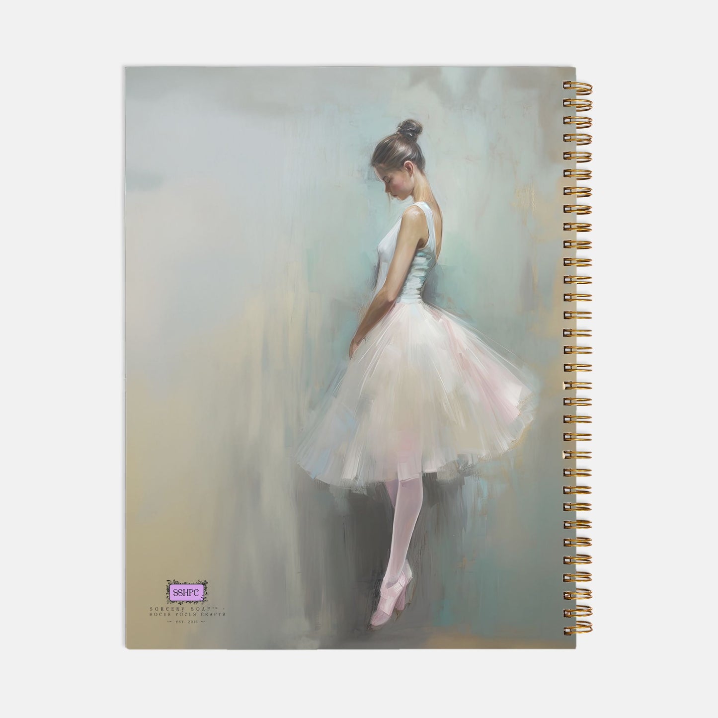 Ballerina Contemplation Journal Notebook Hardcover Spiral 8.5 x 11
