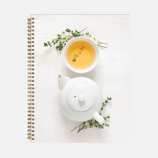 White Magic Tea Recipe Hardcover Journal Spiral Book 8.5 x 11