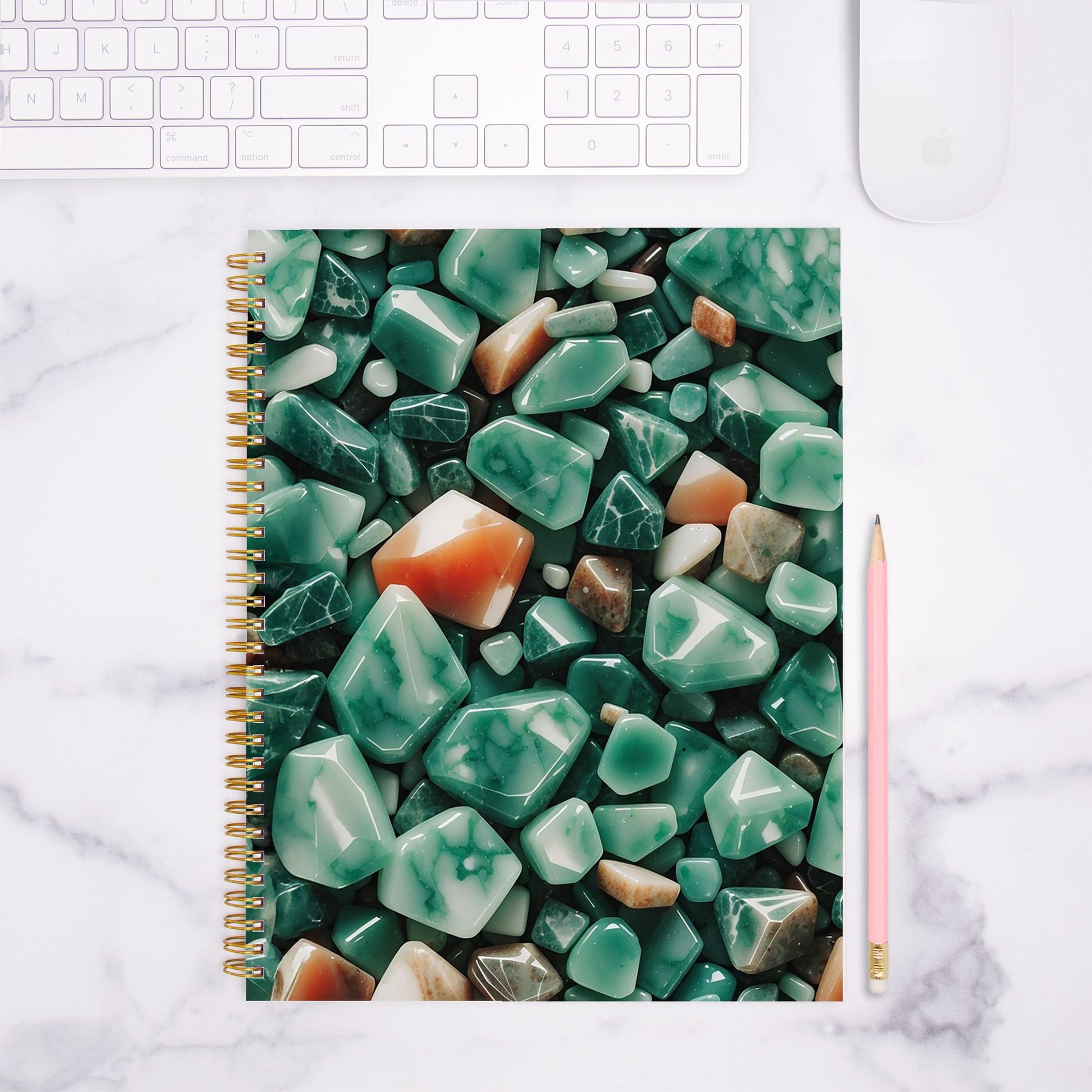 Jade and Carnelian Notebook Hardcover Spiral 8.5 x 11