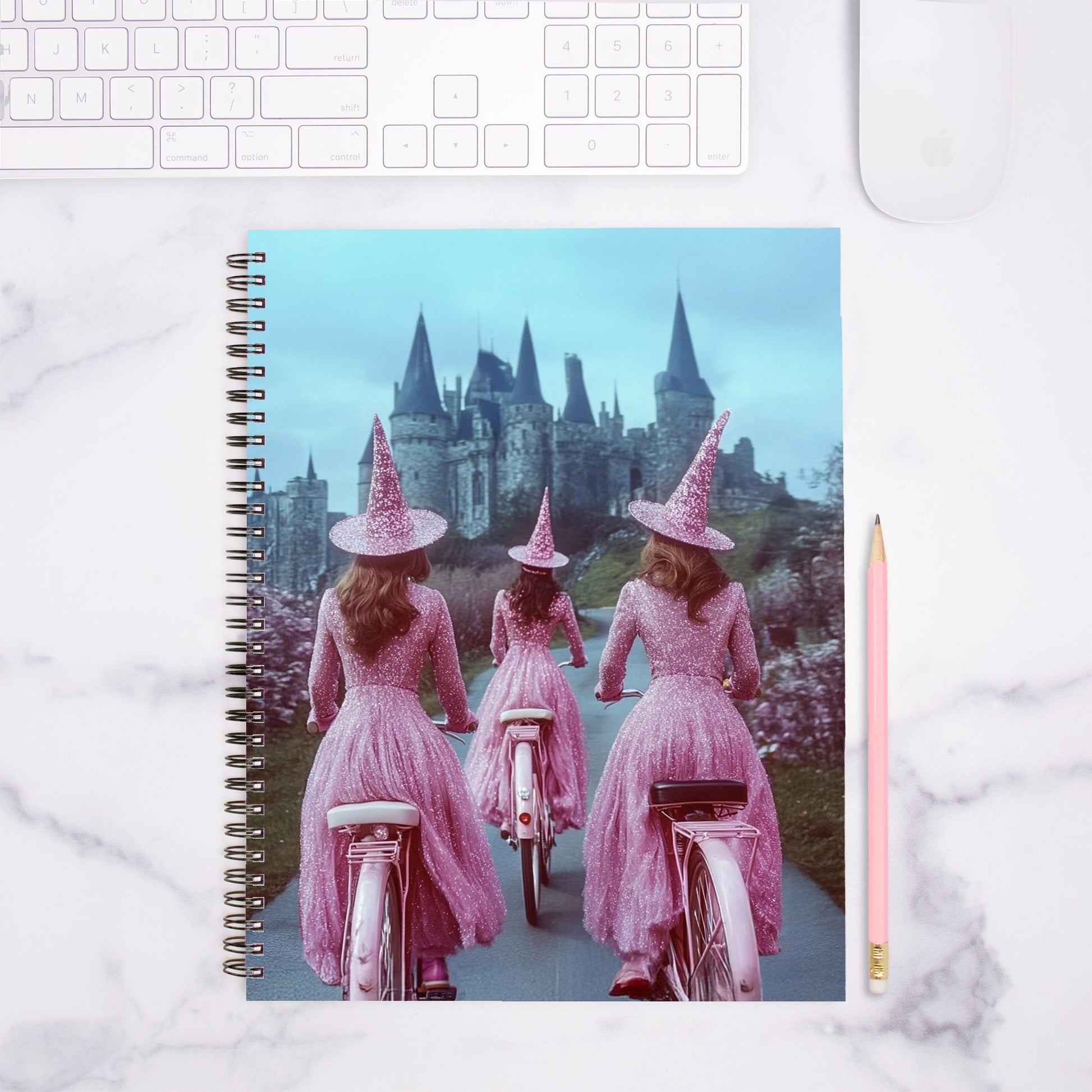 Pink Wardenguard Witches Notebook Hardcover Spiral 8.5 x 11