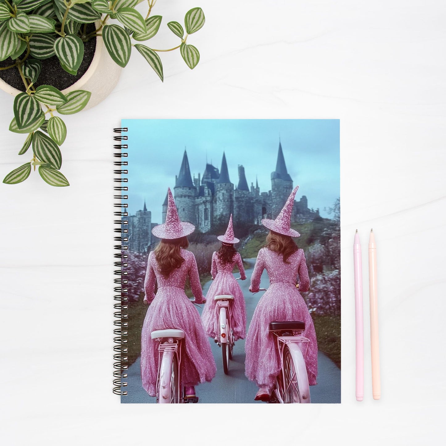 Pink Wardenguard Witches Notebook Hardcover Spiral 8.5 x 11