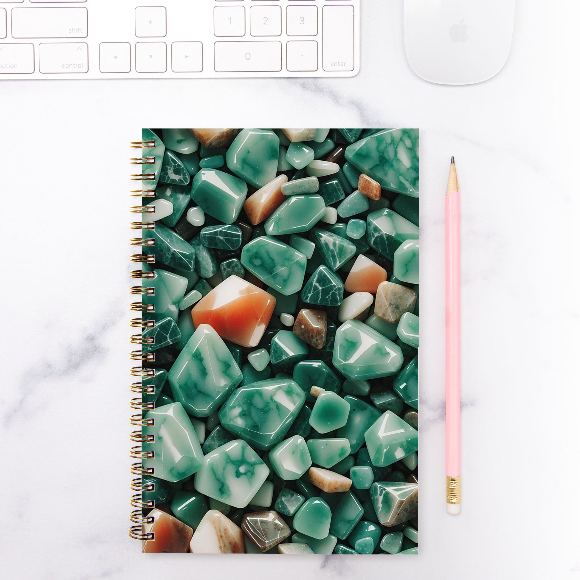 Jade and Carnelian Notebook Hardcover Spiral 5.5 x 8.5